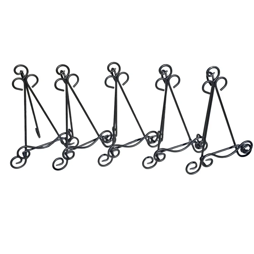 5 Black Wrought Iron Scroll Display Stands Folding Picture Easel wedding decor